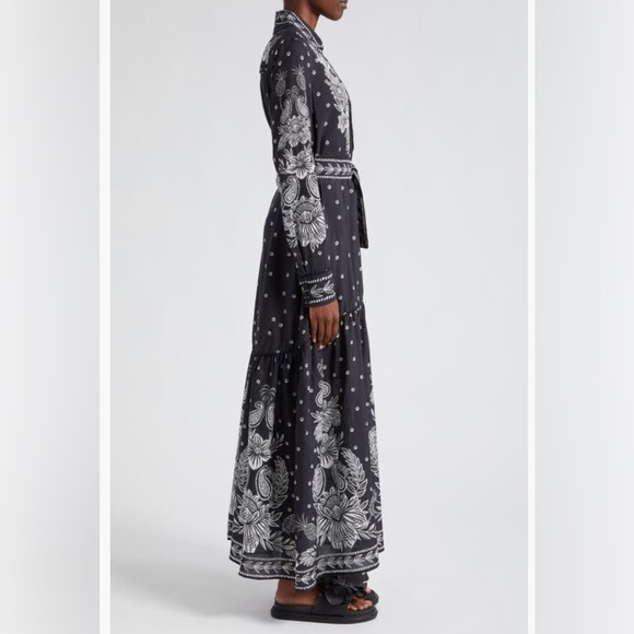 NWT $275 Farm Rio Paisley Bloom Long Sleeve Dress, PAISLEY BLOOM BLACK, XS + M! - Picture 3 of 7